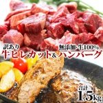 人気アイテム2種 牛ヒレ カット ステーキ 300g×2 牛100% ゆうぜんハンバーグ 150g×6 1.5kg セット牛肉 牛ヒレ肉 精肉 赤身 ステーキ プレート 焼肉 バーベキュー ハンバーグ 無添加 贈り物 ギフト 明和食品