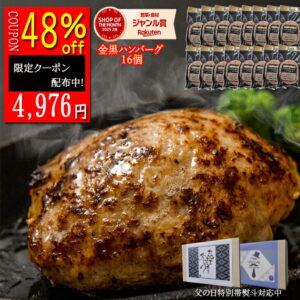 ★【クーポン利用 48%off　4,976円】ハンバーグ 16個入 無添加 ハンバーグ ギフト 送料無料 約110g 訳あり 生ハンバーグ 冷凍 金黒 出産祝い 内祝 母の日 母遅れてごめんね父の日 父
