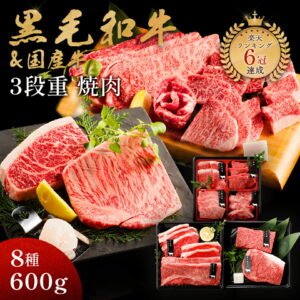 ギフト 肉 黒毛和牛 国産牛 8種 3段重 焼肉セット 600g 肉ギフト 高級 国産牛 A4 A5 等級 焼肉 母の日 プレゼント 牛肉 おせち 人気メニュー お店の味 国産 和牛 安心 安全 焼肉牛兵衛 送料無料 敬老の日 お歳暮 お年賀 バレンタイン 甘くない ホワイトデー