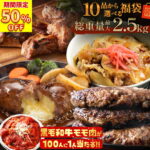 ＼爆裂SALE! 半額 で2,999円!／ 100人に1人！黒毛和牛が当たる！【 10品から選べる最大2.5kg 】 2種固定 福袋 2025 超お得なメガ盛り肉福袋！ 【 訳あり 送料無料 】はしっこ 訳あり お肉 在庫処分 牛肉 豚肉 肉 豚丼 ハンバーグ 食品 BBQ バーベキュー 父の日