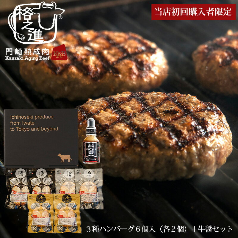 【当店初回購入者限定/お1人様2セットまで】ハンバーグ 父の日 ギフト 詰め合わせ 送料無料 冷凍 格之進 食べ比べプレミアムセット（黒格/白格/金格各2個/牛醤1本）黒毛和牛 白金豚