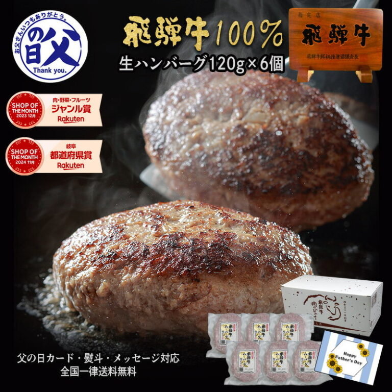 【よ〜いドン！で紹介されました】 飛騨牛 ハンバーグ 120g×6個 送料無料 ハンバーグ 肉 ギフト 黒毛和牛 ハンバーグ 牛 肉 お肉 セット 詰め合わせ お取り寄せグルメ お礼 お祝い 内祝 誕生日 プレゼント 父の日 ギフト 2025