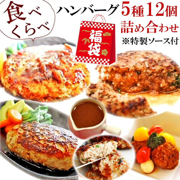 [6/2 9:59迄 スペシャル企画 1日 限定ハンバーグ入] ＼5種 ハンバーグ 福袋 ソース付／ 食べ比べ セット お試し 1日限定 詰め合わせ 送料無料 通販 仕送り 冷凍 食品 肉 惣菜 明和食品 贅沢グルメ うま味調味料 無添加
